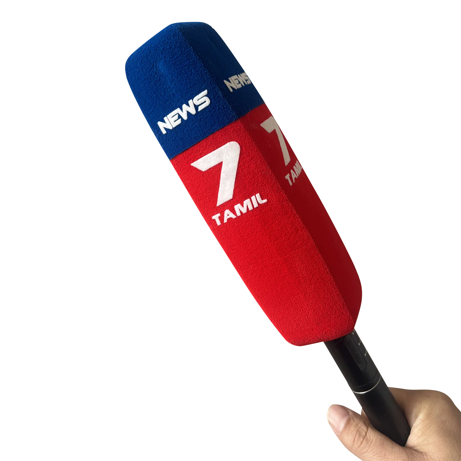 Kundenspezifisches Logo, beflocktes Shortgun-Mikrofon, Schaumstoffdruck, Mikrofon, Windschutzscheibe, Markierung, Schwamm-Windschutz für TV-Stationen, Reporter, Interview – Detail 2