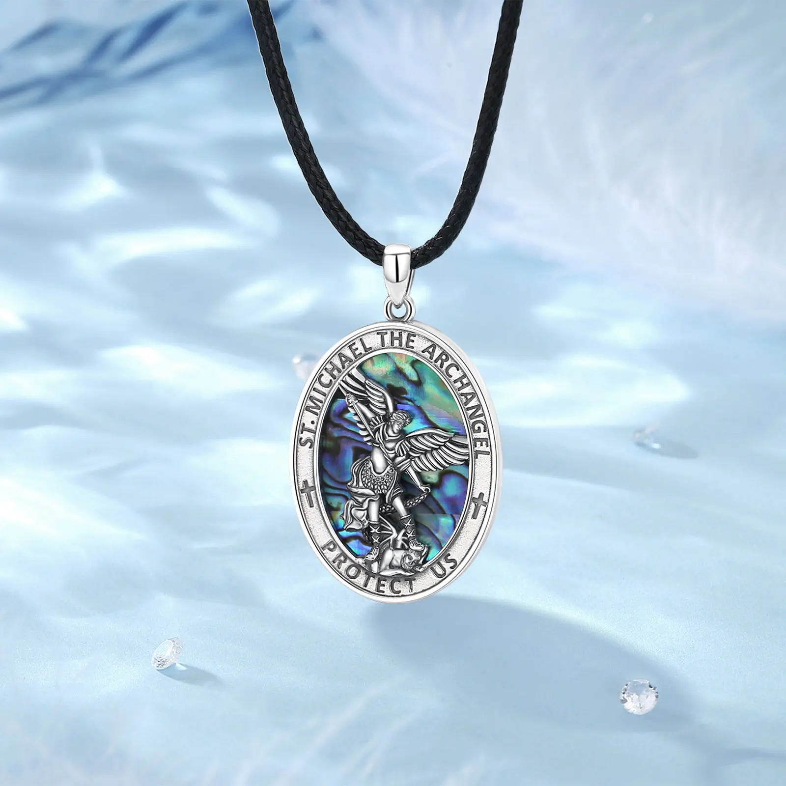St. Leonhard Kette Mit Schutzengel-Anhänger, 925er Sterling-Silber, CHF