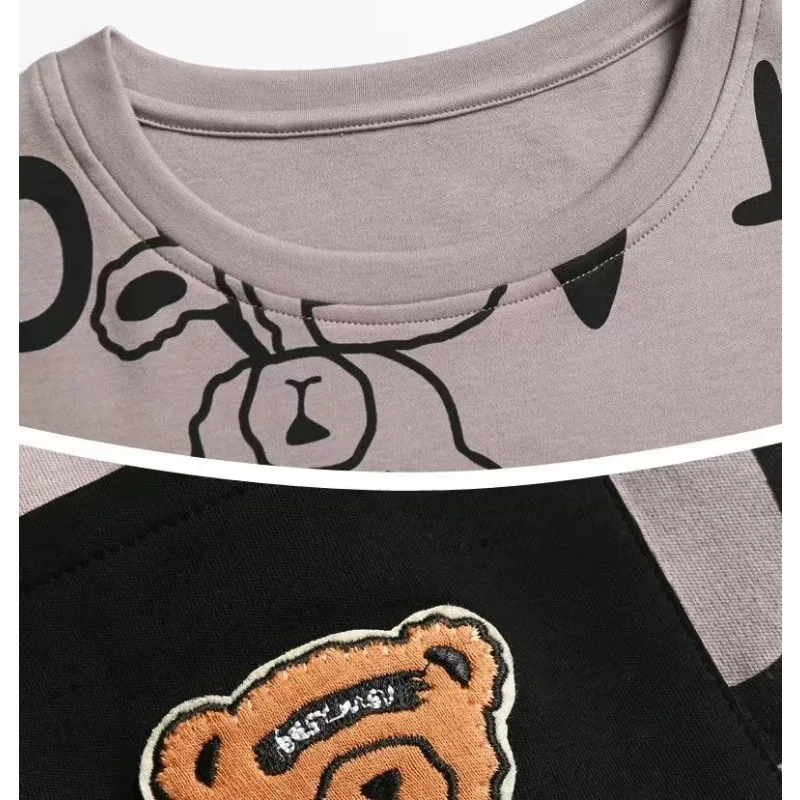 Men Spring Pajamas Long Sleeve Pajamas Plus Size Round Collar Home Wear Loose Casual Pyjamas Milk Silk Screen Print Nightdress