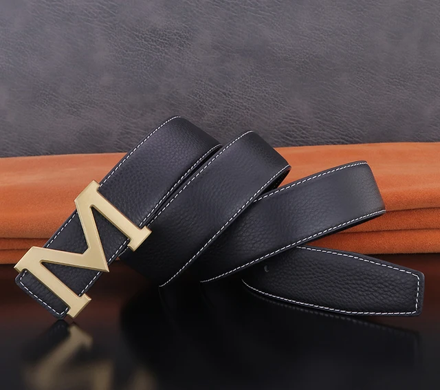 Designer belts men M letter copper buckle high quality Cowskin