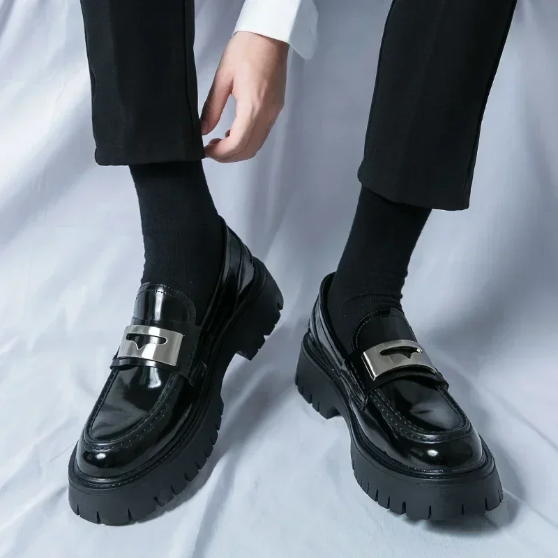 Leather Shoes Men's Loafers Men's Casual Leather Shoe Formal Shoe High Quality Wedding Office Thick Sole Casual Shoes New