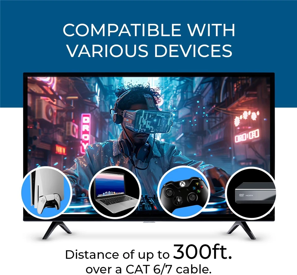 8K HDMI Extender 4K 120Hz HDMI 2.1 Extender Over UTP Cat6 RJ45 Cable 90 Meter HD