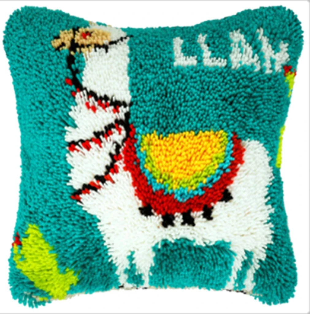 Unicorn Alpaca Frog 3D Segment Embroidery Pillow Animal Coarse Wool Cross Stitch Latch Hook Pillow DIY Embroidery Latch Hook Kit