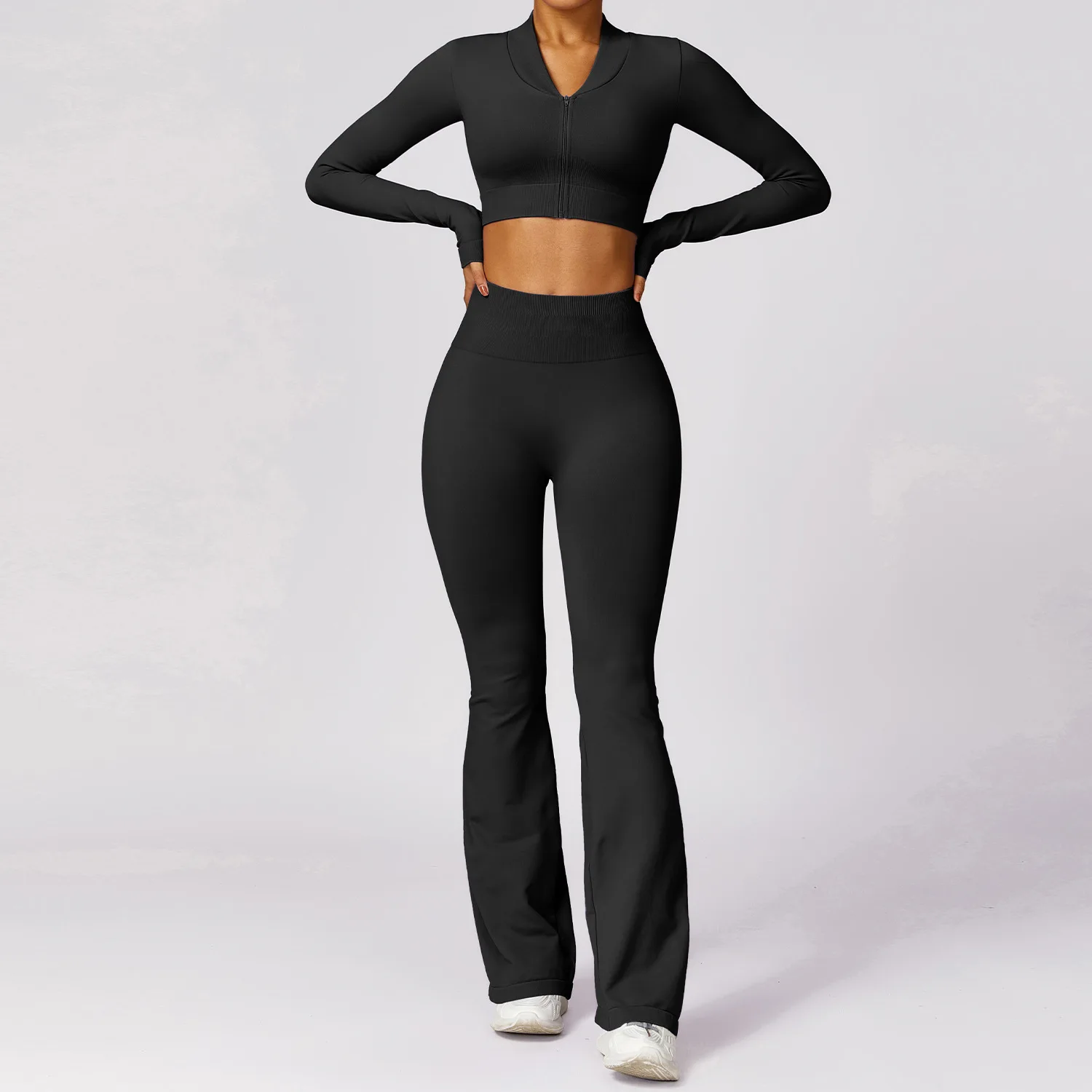 Customized LOGO womens new tight seamless back yoga suit womens casual hip-lifting micro-sports suit  Two piece set 2