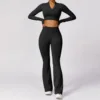 Customized LOGO womens new tight seamless back yoga suit womens casual hip-lifting micro-sports suit  Two piece set 2