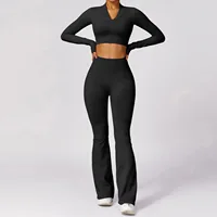 Customized LOGO womens new tight seamless back yoga suit womens casual hip-lifting micro-sports suit  Two piece set 2