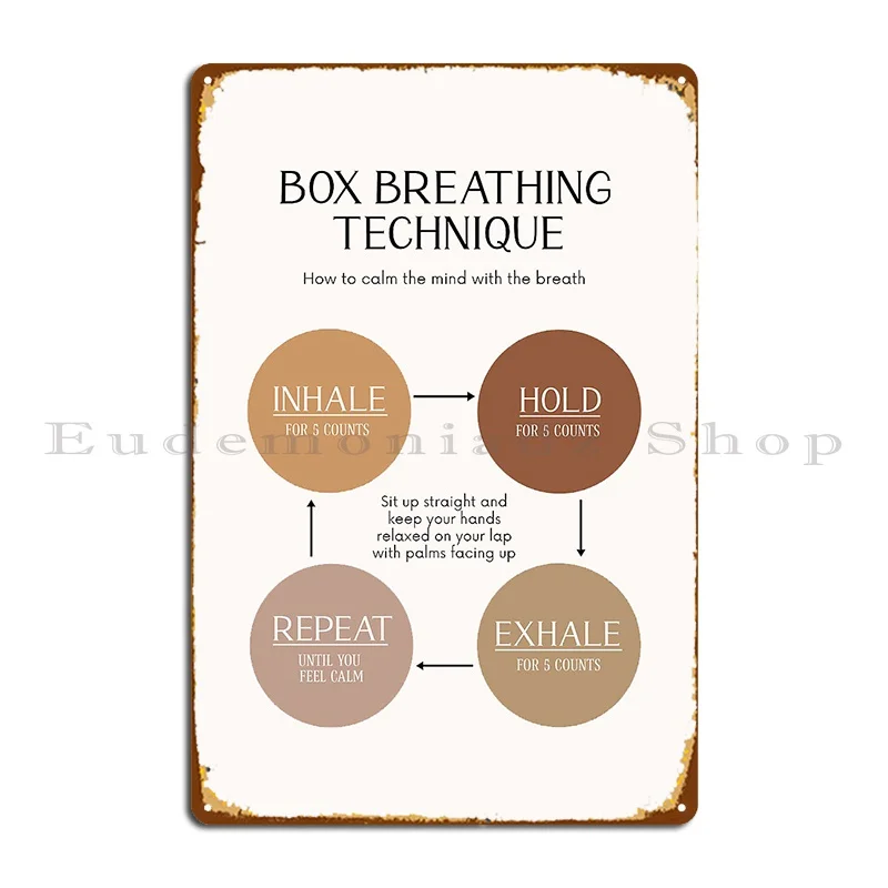 Box Breathing Technique Metal Plaque Poster Designing Party Custom Kitchen Living Room Tin Sign Poster