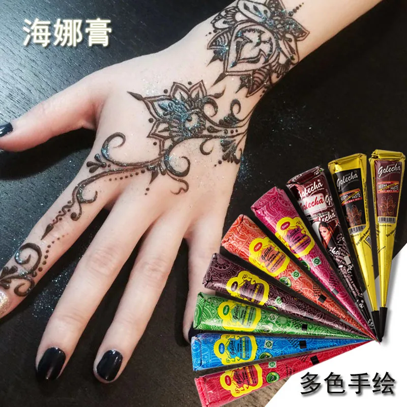 

Henna Tattoo Paste Black brown red white Henna Cones Indian For Temporary DIY Tattoo Sticker Body Paint Cone henne Semi-Permanen