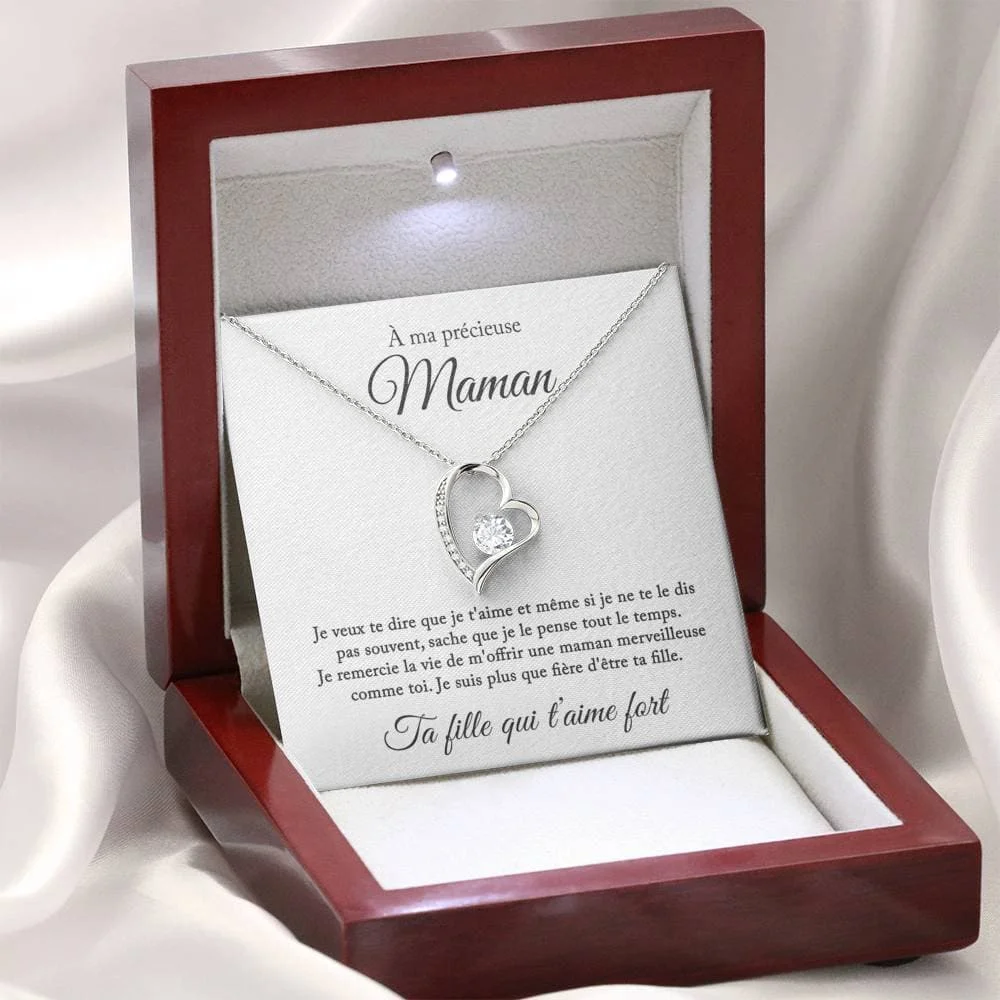 French To My Precious Mom Gift Women Chain Necklace Trendy Heart Shaped Pendant Necklaces 2023 Fashion Jewelry With Box