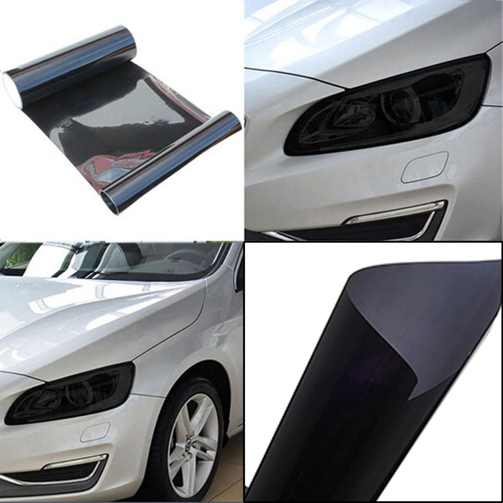 30X100CM Smoke Dark Black Car Headlight Film Tint Taillight Fog Light Vinyl Film For Headlights Rear Lamp Tinting Accessories