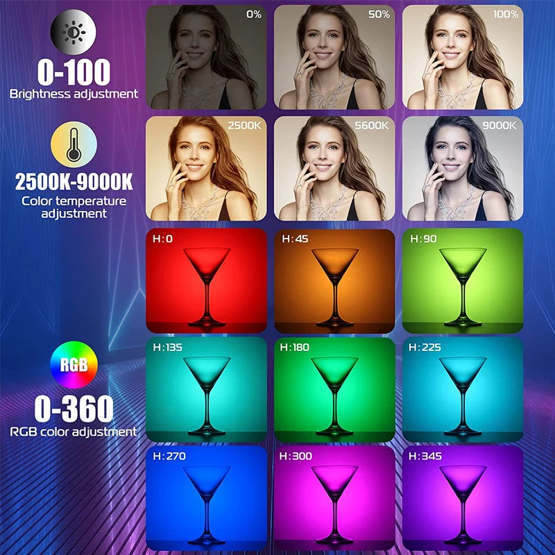 รูปสินค้า โคมไฟมือถือ RGB ปรับแสง 2500-9000K สำหรับ Vlogger