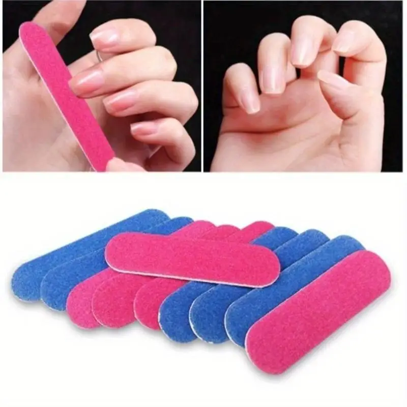 10개입 양면 초승달 모양 네일 파일 버퍼 8.5x1.3cm 일회용 매니큐어 페디큐어 도구 전문 네일 아트 살롱용