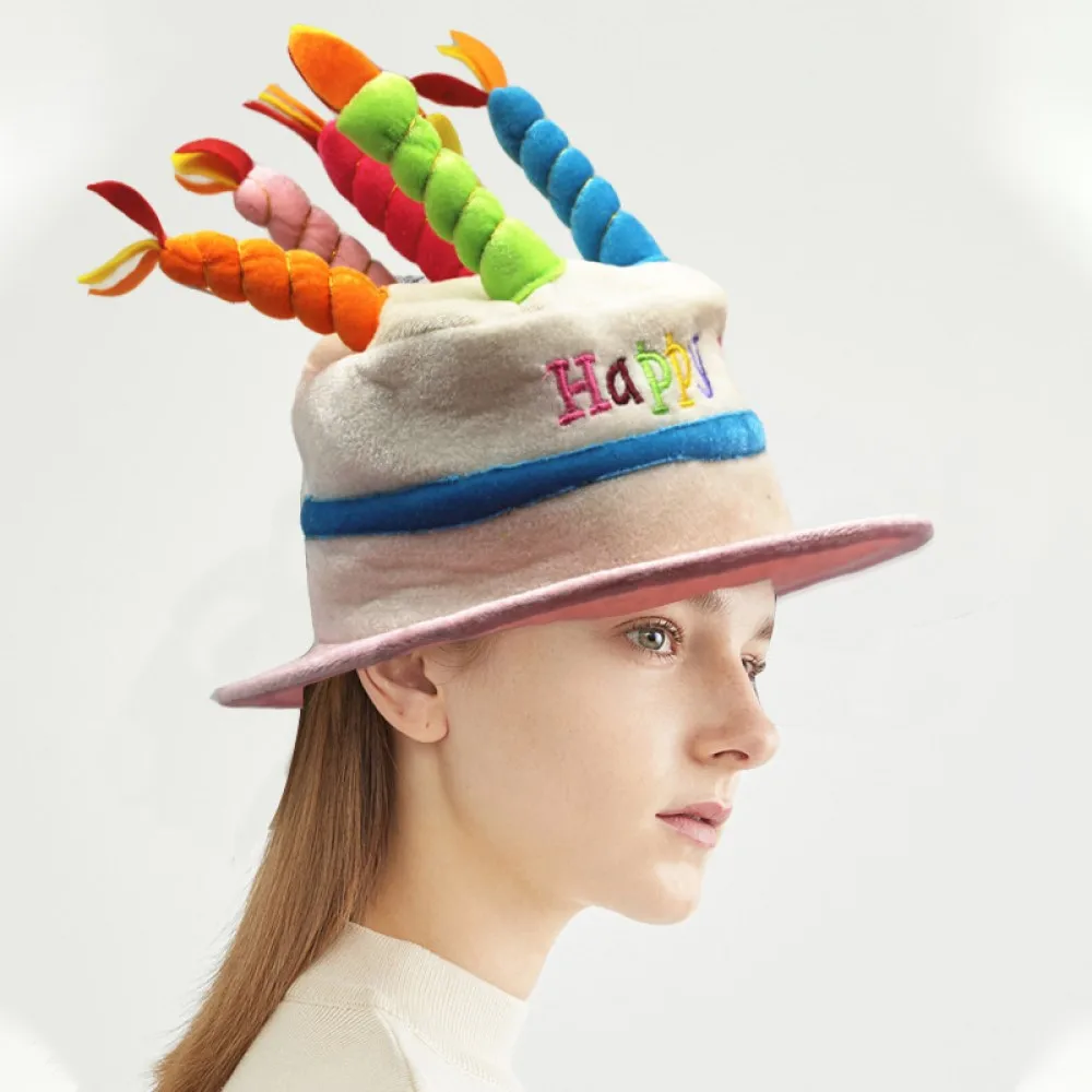 Kids Adult Birthday Caps Hat with Cake Candles Design Birthday Party Costume Headwear Accessory Christmas Halloween Decorations