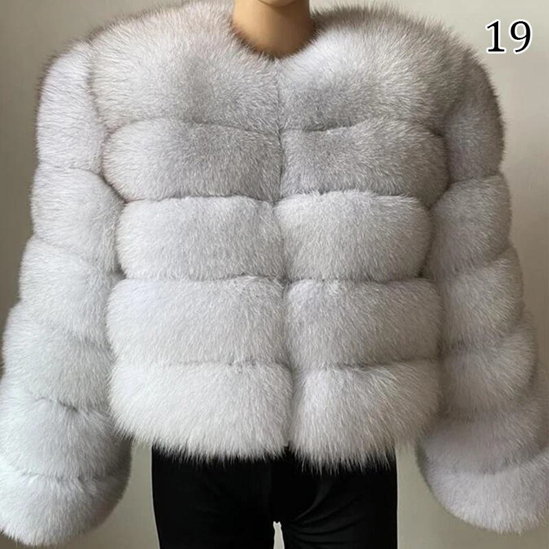 Women Faux Fur Crew Shaggy Jacket Collarless Winter Warm Cropped Top Long Sleeve Coat Horizontal Splicing Of Synthetic Fur S-5XL