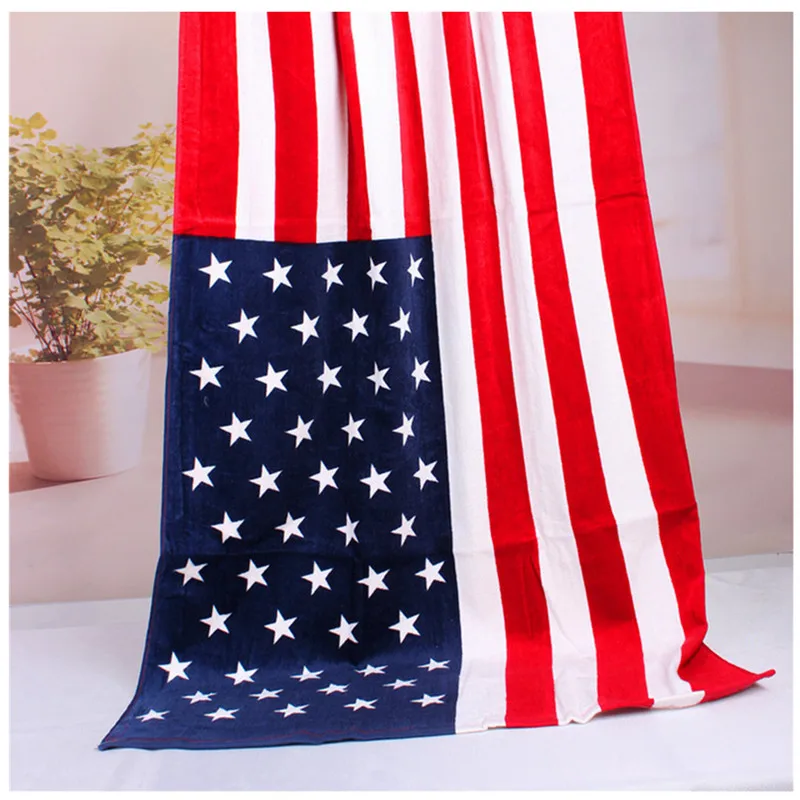 American British Flag Design Bath Towel 140x70cm Absorbent Cotton Beach Towel Drying Washcloth Swimwear Shower Towels 2