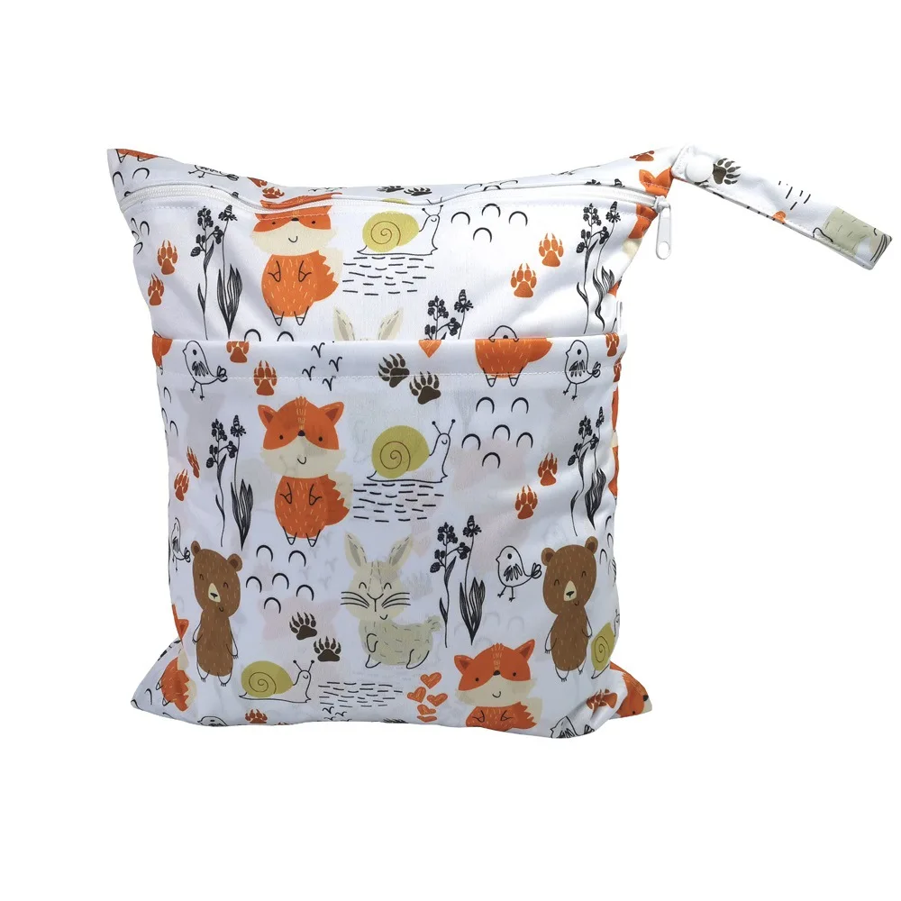 3pcs/set New Cartoon Printed Baby Double Zipper Diaper Bag Washable Diaper Bag Shopping Bags E-Commerce