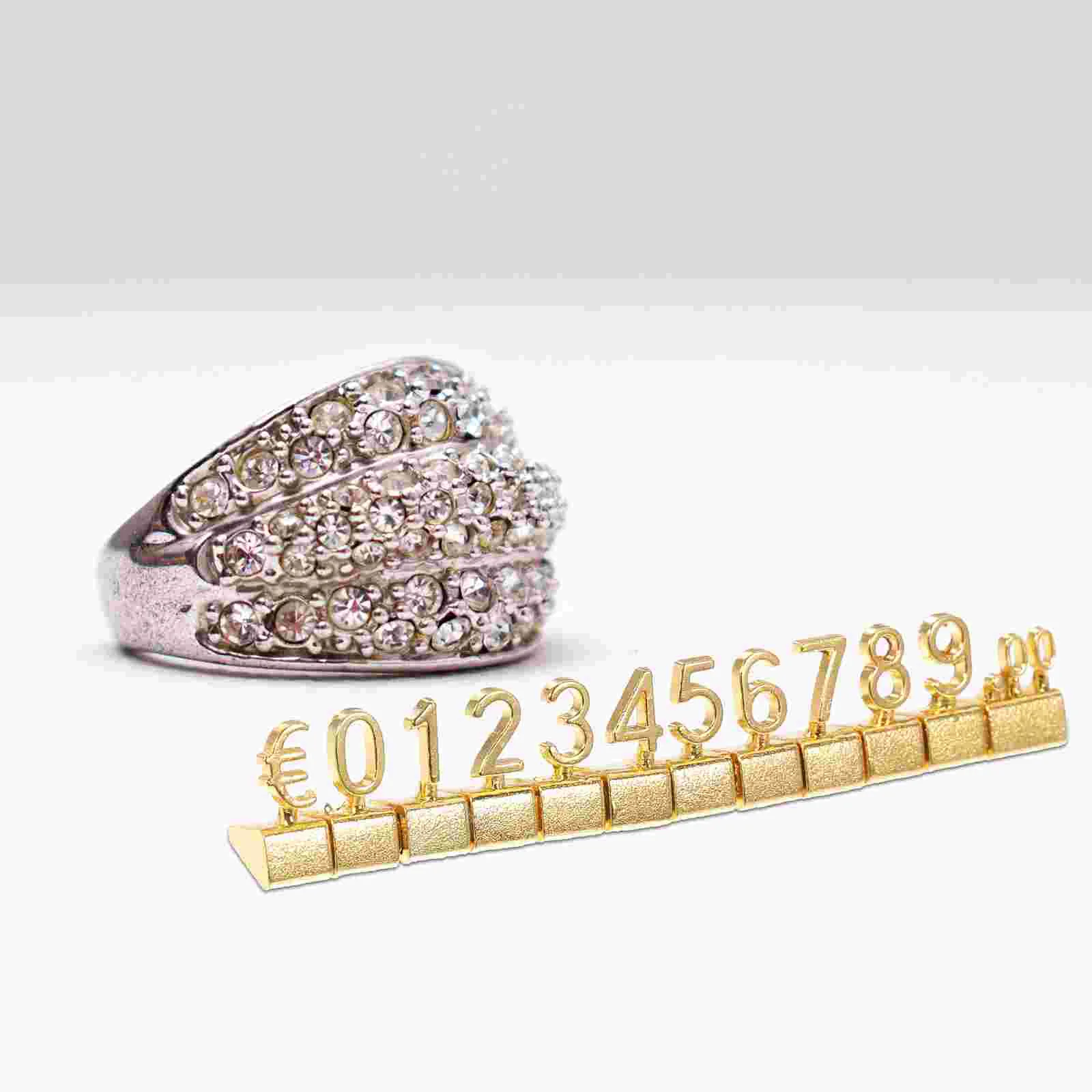 

Price Display Cube Number Letter Metal Tag Adjustable Stand Pricing Label Retail Shop Jewelry (Euro)