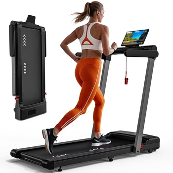 Tapis roulant 2 in 1 per la casa, 12 km/h, doppio display LED, 12 programmi, pieghevole, ammortizzante, compatibile con app, 2 anni