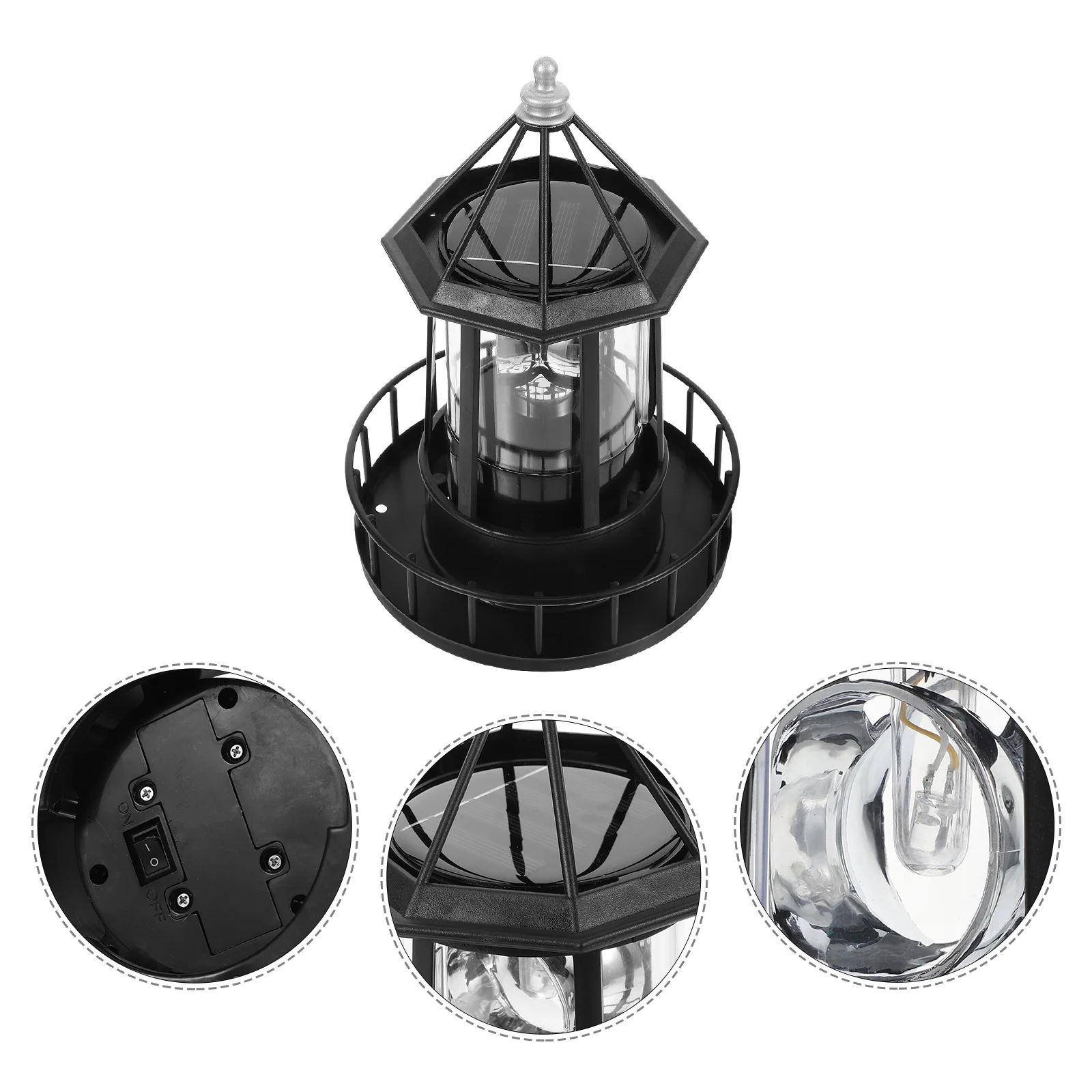 

Outdoor Lantern Lamp Solar Rotating Light Decorative Work Lighthouses Patio Lights Waterproof