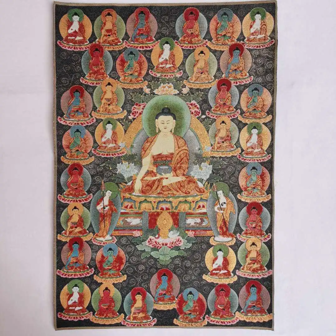 

36"Tibet Tibetan Cloth Silk Buddhism 10000 Buddha Tathagata Tangka Thangka Mural