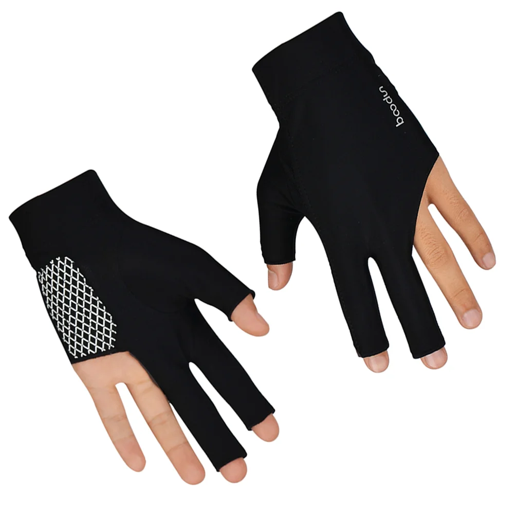 Three Finger Anti Slip Billiards Glove Elastic Wrist Band Wear Resistant Comfortable Snooker Glove Portable Pool Game