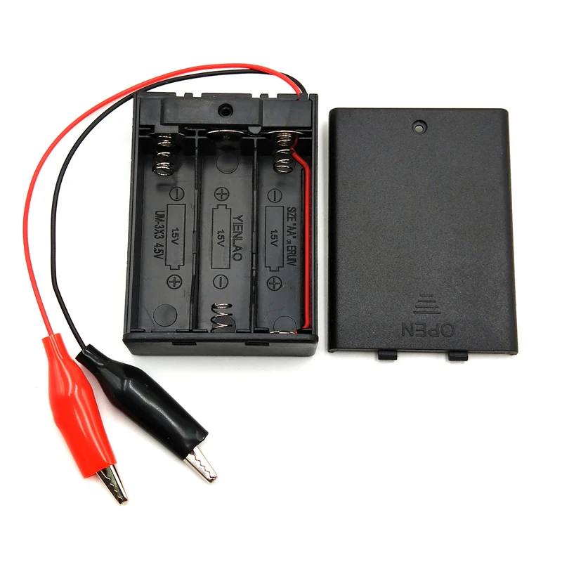 

15pcs/lot MasterFire Plastic Battery Storage Case for 3 x 1.5V AA Batteries Box Holder Cover With Switch Alligator Clips