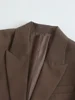 Willshela Women Fashion With Pockets Brown Single Button Blazer Vintage Notched Neck Long Sleeves Female Chic Lady Outfits 3