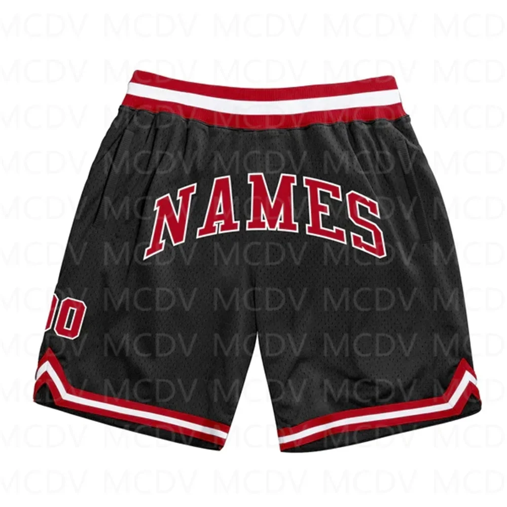 Custom Black Light Blue-Pink Authentic Throwback Basketball Shorts  3D All Over Printed Men's Shorts Quick Drying Beach Shorts 5