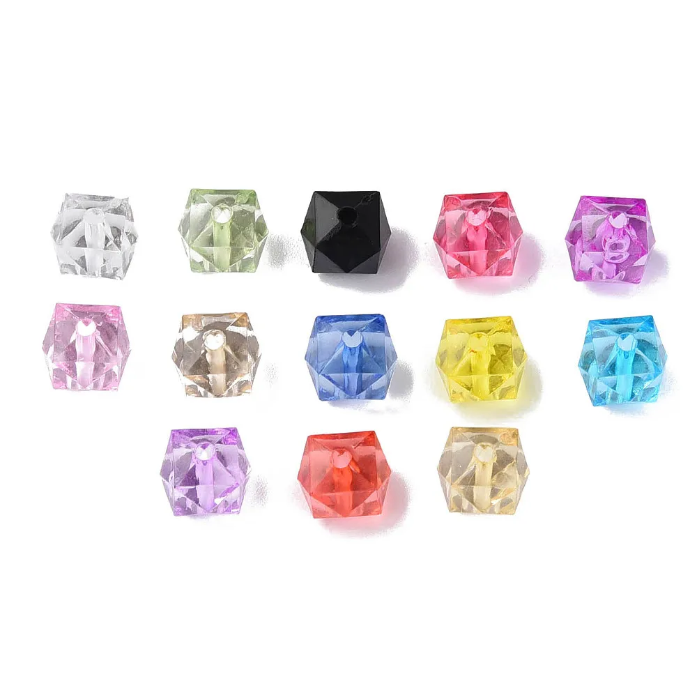 About 670pcs/500g Transparent Acrylic Beads Faceted Cube Looser Beads for Jewelry Making DIY Bracelet Earrings Necklace Decors