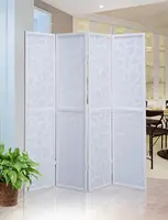 Roundhill Furniture Giyano 4 Panel Screen Room Divider, White 2