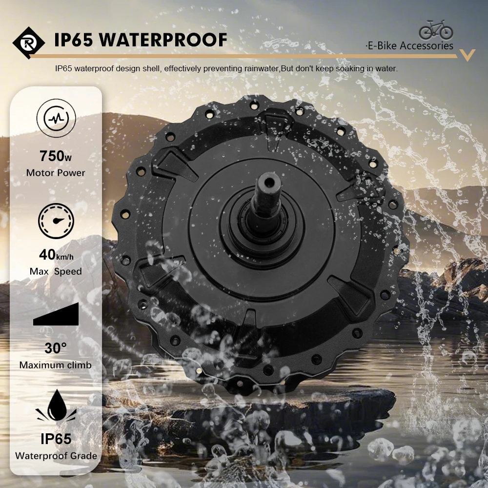 48V750W Hub Motor drop out 170mm Snow/Beach ebike Rear Rotate Hub Motor Wheel For 4.0 Fat Tyre