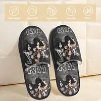 Crazy Rock Kiss Band Furry Slippers Non-slip Cozy Memory Foam Slides Bedroom 2
