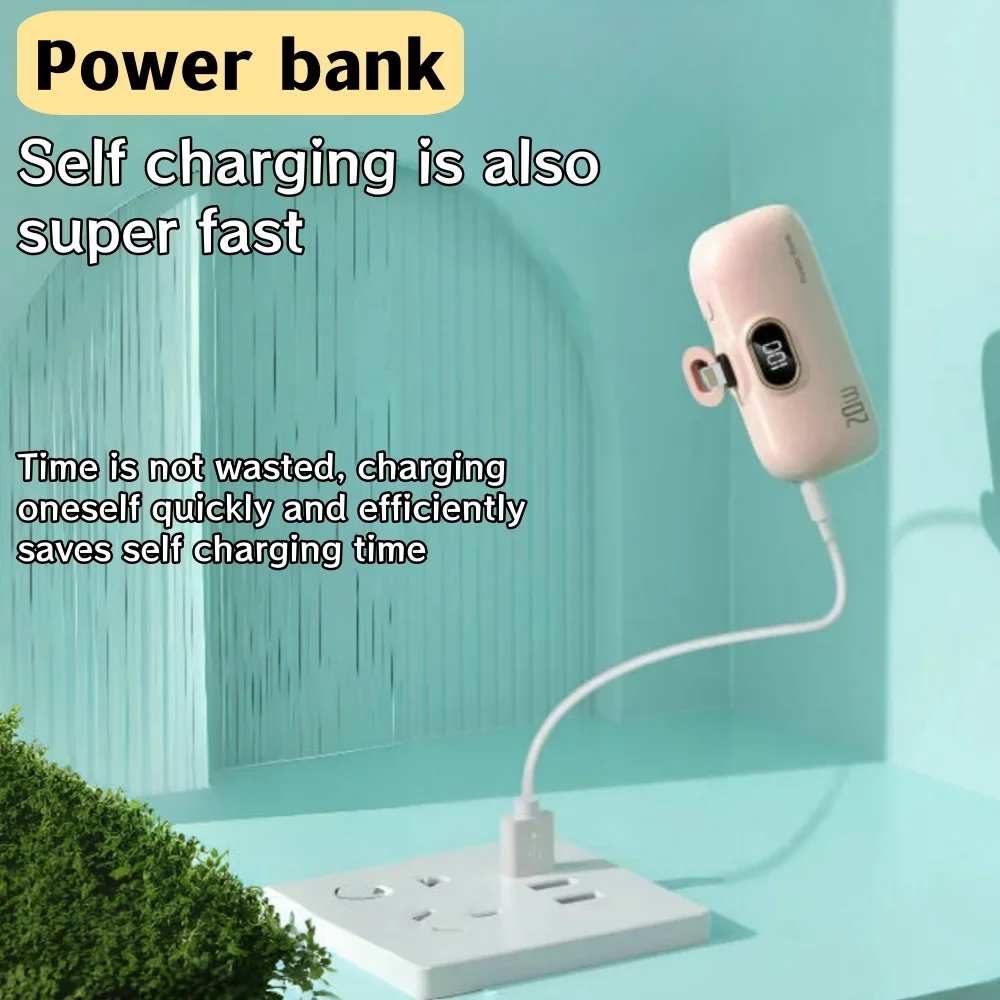 10000mAh Mini Power Bank for IPhone Charger High Capactity Mini Capsule Power Bank Digital Display 20W Fast Charging