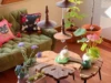 1/6  Dollhouse mini model toy ornaments Living Room Kitchen Accessories  a leaf tea table/stool three-piece suit 2