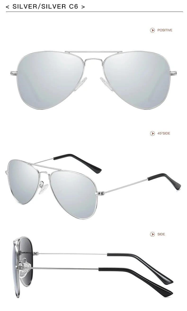 Occhiali da sole polarizzati classici per bambini Occhiali da sole colorati per ragazzi Occhiali da 5-12 anni a specchio per bambini Occhiali con montatura in metallo UV400_voghion.com