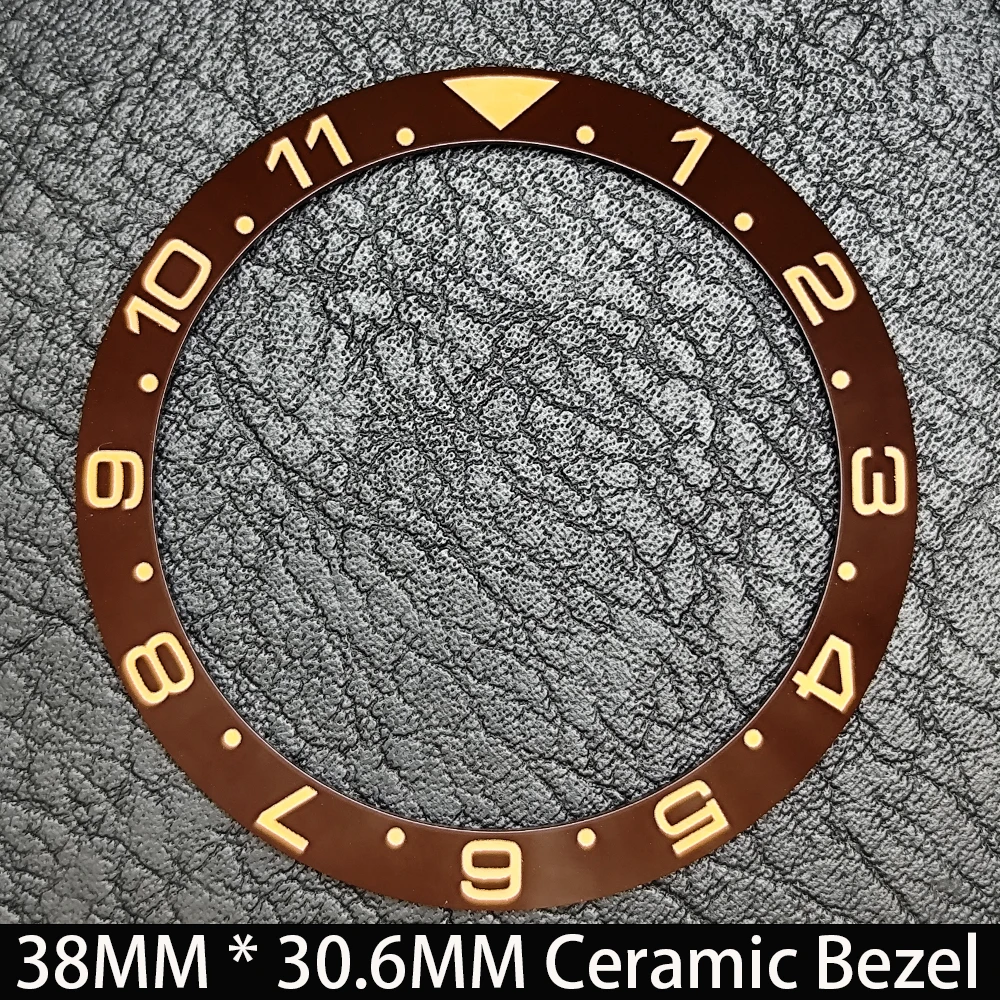 Elegant Blue Luminous Bezel GMT and Diving Watch Insert, Sloping 38mm x 30.6mm Ceramic/Aluminum
