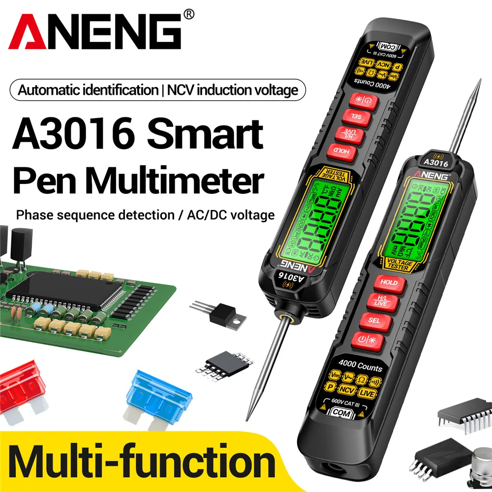 ANENG A3016 Digital Pen Multimeter 500mA Rechargeable Tester 4000 Counts AC/DC Voltage 40MOhm NCV Test Detector Tools