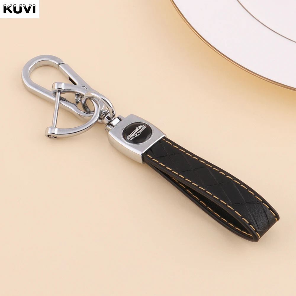 Metal Leather Car Key Chain Holder Pendant Split Keychain Ring For