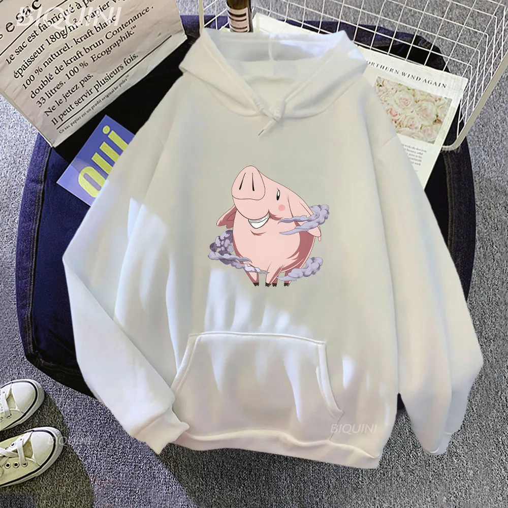 

Anime The Seven Deadly Sins Printing Hoodies Hawk Kawaii Cartoon Pig Graphic Sweatshirt for Man Woman Autumn Winter Fashion