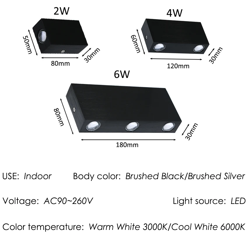 2W 4W 6W Indoor Wall Lamp Modern Minimalist Bedside Living Room Corridor Aisle Hotel Wall Light Square Aluminum Lighting Fixture led light led wall lamp wall light
