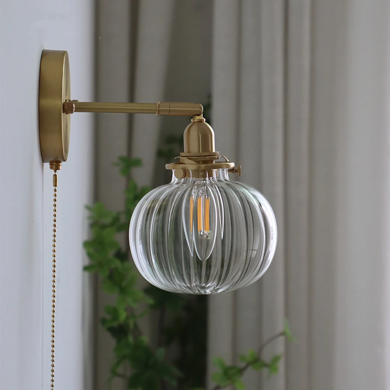 IWHD Pull Chain Nordic Modern Wall Lamp Sconce Beside Bedroom Bathroom Mirror Stair Light Glass Ball Wandlamp Luminaira Lighting led wall lamp wall sconces light wall lamp