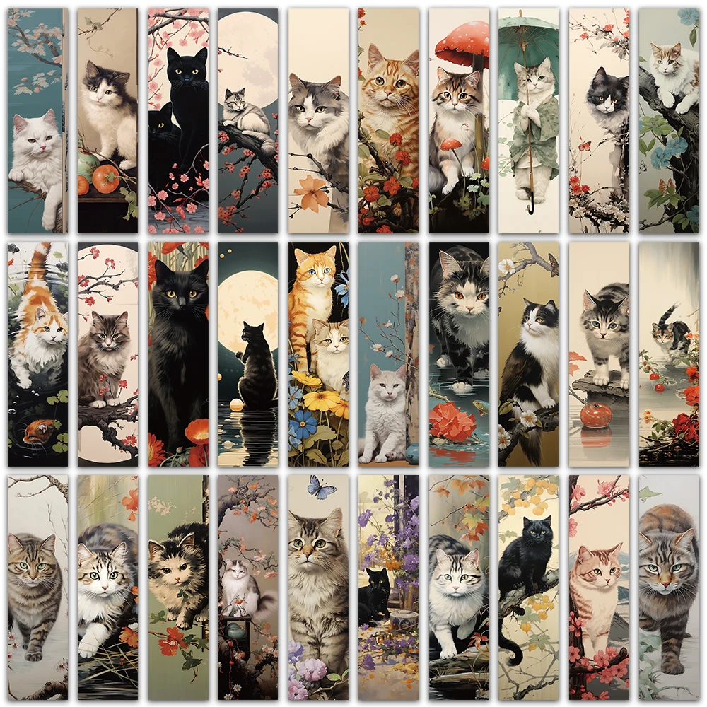 Japanese Cat Bookmark Cartoon Cute Animal Decoration Reading Page Mark Book Mark Page Holder Student Supplies Message Card 30pcs animal bookmark bookmarks stationery supplies