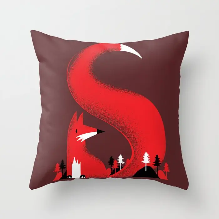 

S like fox Pillowcase Decorative Cushion For Sofa Printed Pillow Chair Car Cushion Cover Home Decoration