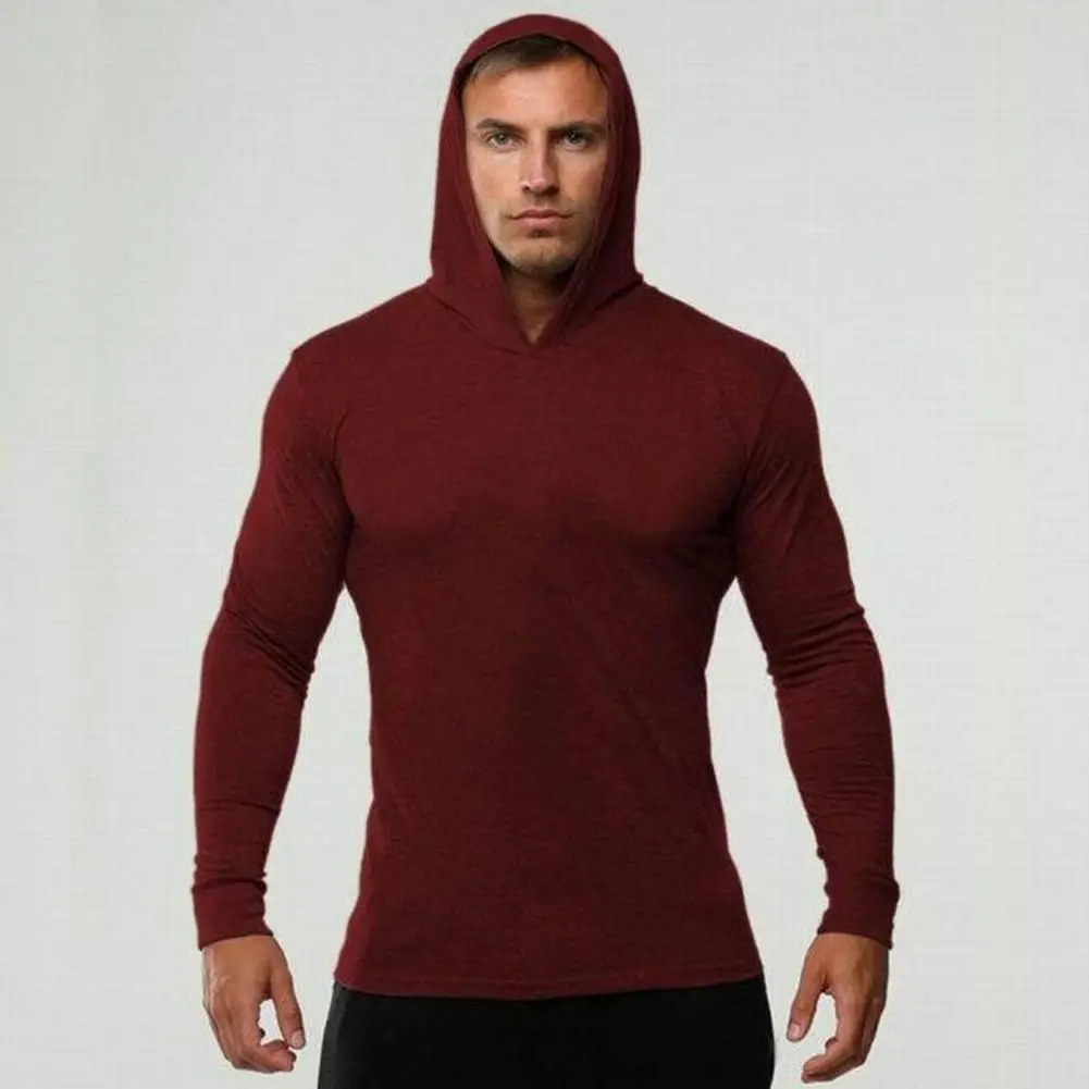 

Autumn Solid Color Hoodie Breathable Soft Cotton Men's Hoodies for Casual Fitness Wear Slim Fit Long Sleeves Solid for Autumn