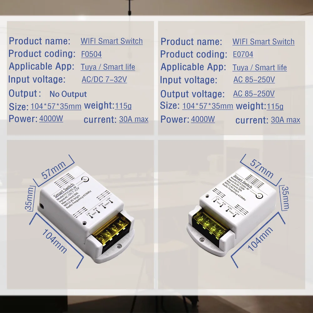 Tuya 30a 4000w Módulo Switches Wifi Trabalho de Relé Interruptor Inteligente com Alexa Google Home Control ac dc 732v ac 85250v - Image 6