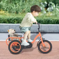 Tricycle à 3 roues de 12 pouces pour enfants, vélos pour garçons/filles, tricycle à une vitesse, vélo orange/vert clair, vélo à 3 roues, cadeau pour enfants 1