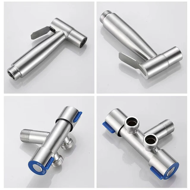 ห้องน้ําห้องน้ําจับคู่ชุดสเปรย์โถชําระล้าง, one in two out double control double out faucet, พร้อมสายยางยืดหยุ่น 1.5 ม 5