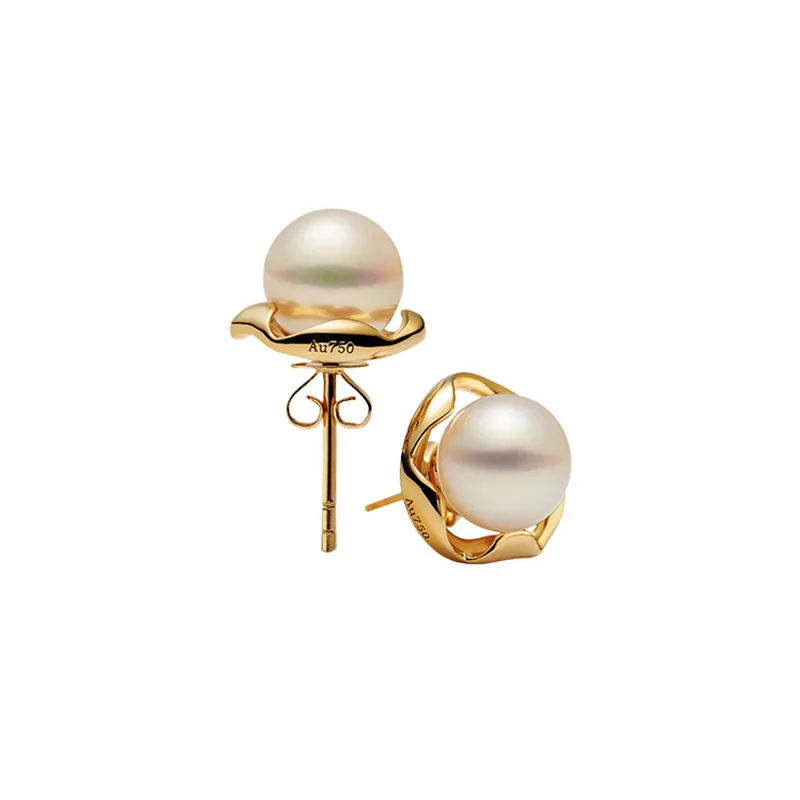 Fashion Personality Camellia Pearl Earrings Women's 18k Gold Plated Non-fading Temperament Simple Light Luxury Ladies Earrings