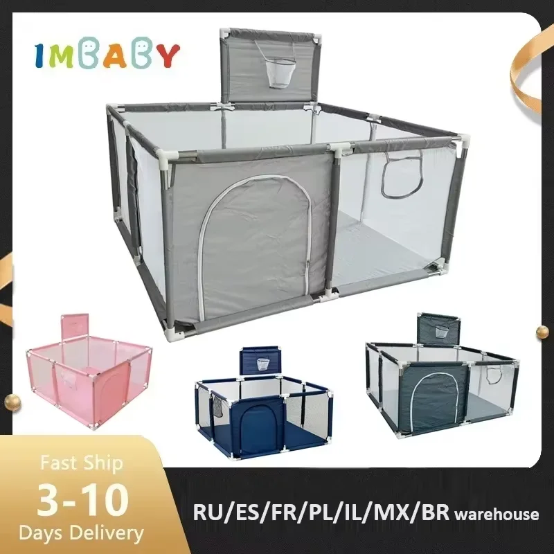 Baby playpen IMBABY 128*128cm Baby Playpens Home Baby Playground Square Foam Children's Park Security Fence Safety Barrier
