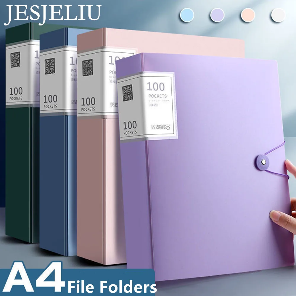 

A4 Plastic Budget File Folders Test PaperDocuments Booklet Leaflet 40/60/100 Pages Desk Organizer Student Office School Supplies